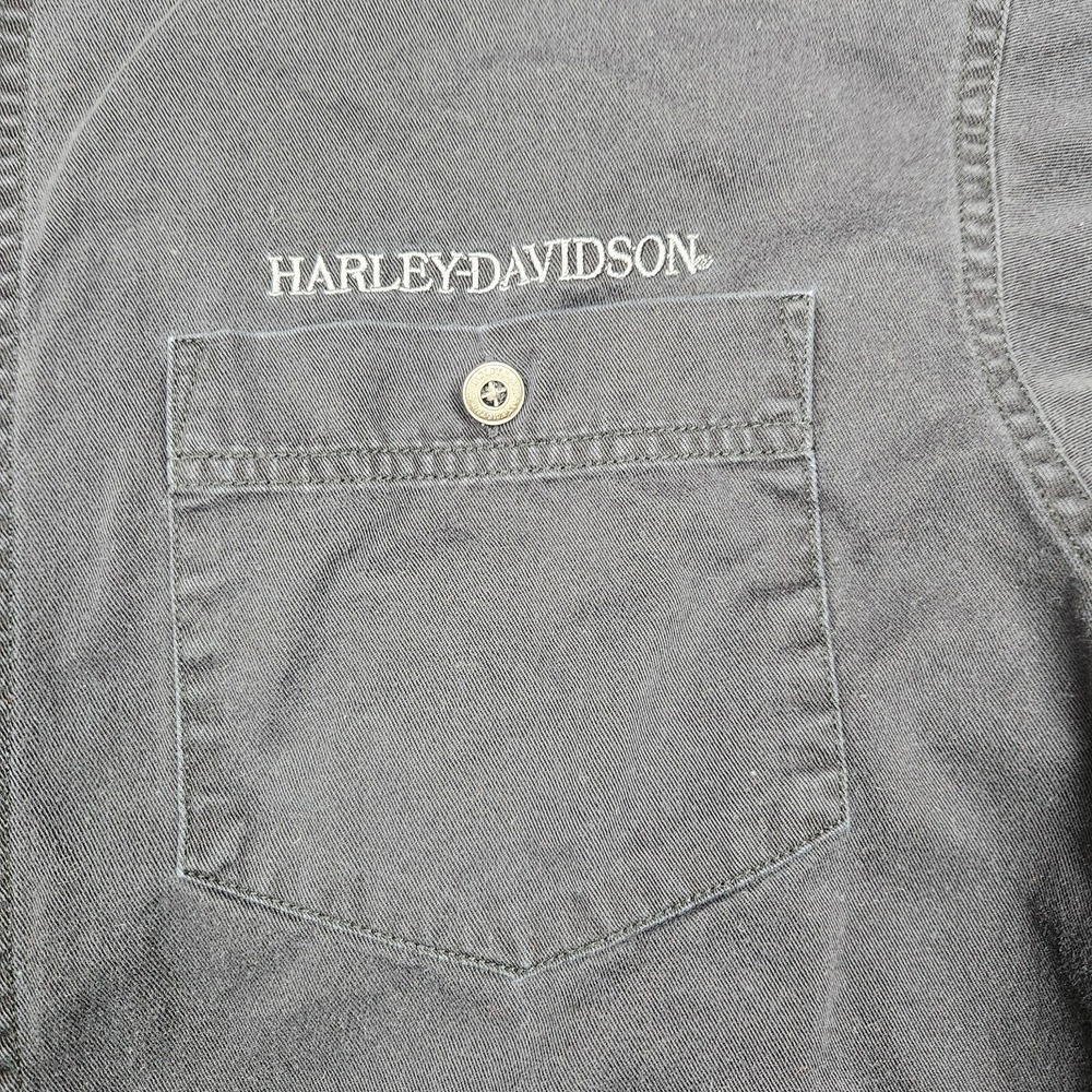 VTG Harley Davidson Shirt Mens Medium Black Eagle Embroidered Patch Biker Moto - Picture 5 of 9